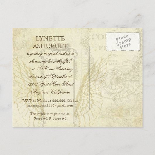  Tulips Angel Wings Swirl Tea Sined Red Uitnodiging Briefkaart (Achterkant)