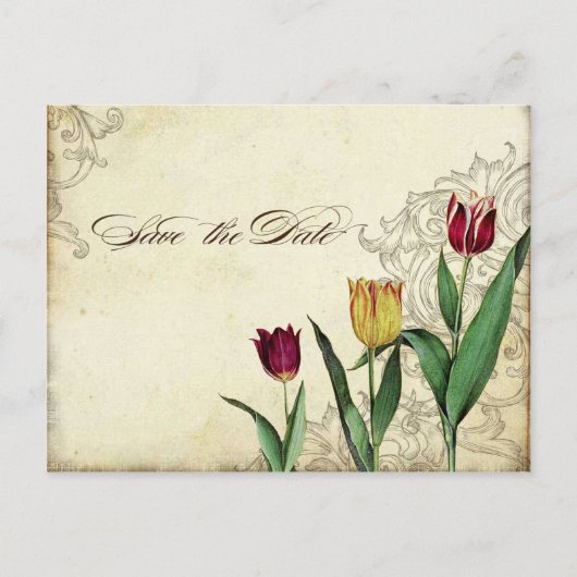 Tulips Angel Wings Swirl Tea Sined Red Uitnodiging Briefkaart (Voorkant)