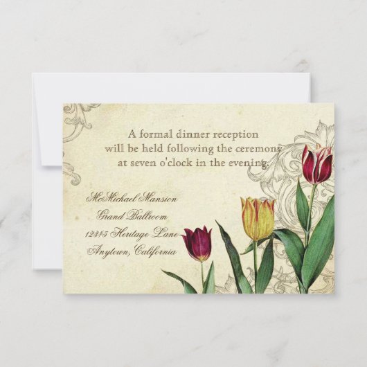 Tulips Angel Wings Tea Sred Reception Kaart (Achterkant)