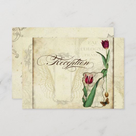  Tulips Angel Wings Tea Sred Reception Kaart (Voorkant / Achterkant)