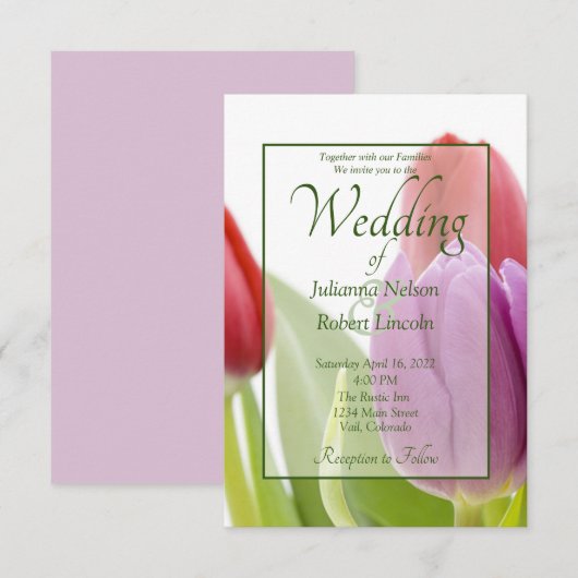 Tulips bruiloft kaart (Voorkant / Achterkant)