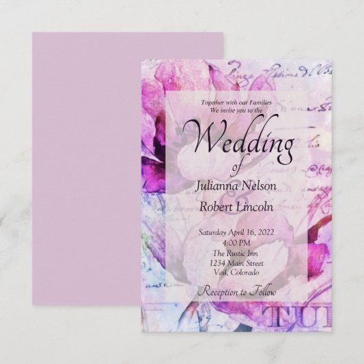 Tulips bruiloft kaart (Voorkant / Achterkant)