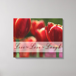 Tulips Canvas Wrap "live love" Afdruk