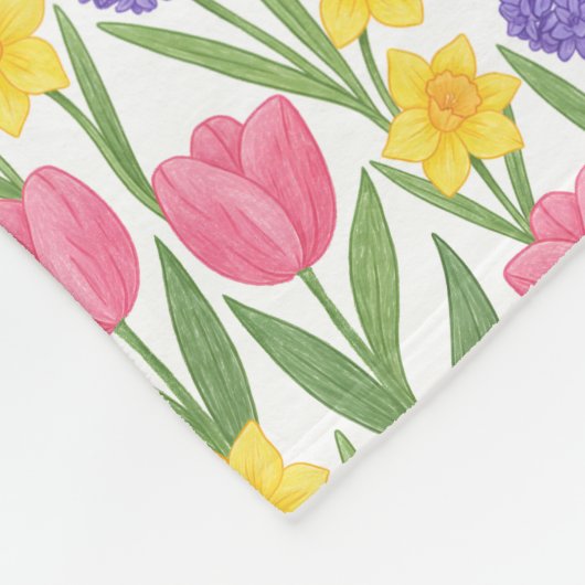 Tulips, Daffodils, Hyacinths Coloring Style Fleece Deken (Hoek)