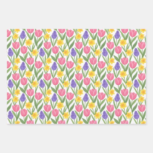 Tulips, Daffodils, Hyacinths Coloring Style Inpakpapier Vel (Voorkant)