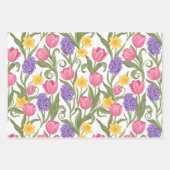 Tulips Daffodils Hyacinths Three Different Styles Inpakpapier Vel (Voorkant 2)