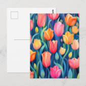 Tulips Floral Pattern Briefkaart (Voorkant / Achterkant)