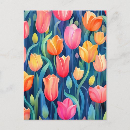 Tulips Floral Pattern Briefkaart (Voorkant)