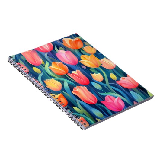 Tulips Floral Pattern Notitieboek (Rechterzijde)