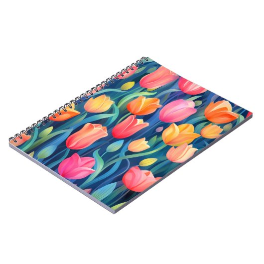 Tulips Floral Pattern Notitieboek (Linkerzijde)