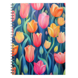 Tulips Floral Pattern Notitieboek