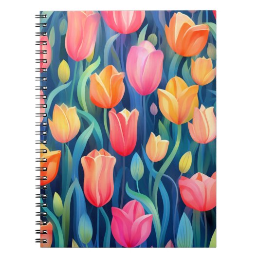 Tulips Floral Pattern Notitieboek (Voorkant)
