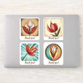Tulips Flowers Groovy Retro Personalized Sticker