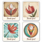 Tulips Flowers Groovy Retro Personalized Sticker (Voorkant)