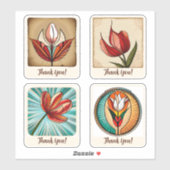 Tulips Flowers Groovy Retro Personalized Sticker (Vel)