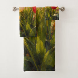 Tulips Garden - Painterly Style Bad Handdoek