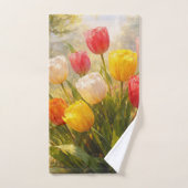 Tulips Garden - Painterly Style Bad Handdoek (Handdoek)