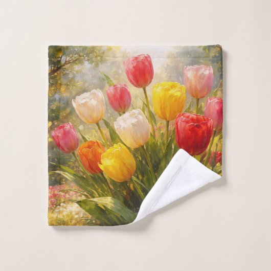 Tulips Garden - Painterly Style Bad Handdoek (Wasdoekje)