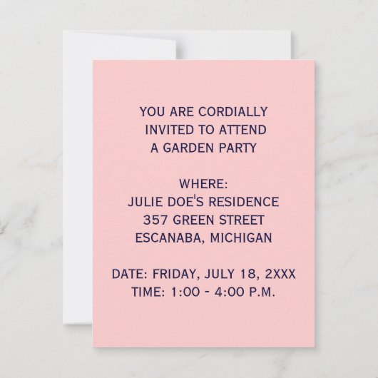 TULIPS ~ GARDEN PARTY GARDEN CLUB INVITATIONS! KAART (Achterkant)