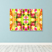 TULIPS - gekleurde Tulpen van fractaalkunst - Canvas Afdruk (Insitu (Houten vloer))