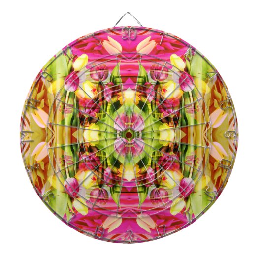 TULIPS - gekleurde Tulpen van fractaalkunst - Dartbord (Voorkant)