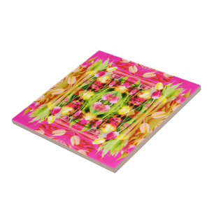 TULIPS - gekleurde Tulpen van fractaalkunst - Tegeltje