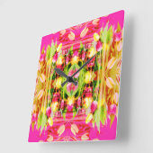 TULIPS - gekleurde Tulpen van fractaalkunst - Vierkante Klok (Hoek)