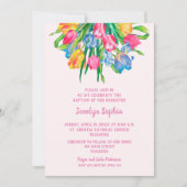 Tulips Girl Baptism Christening Uitnodigingen (Voorkant)