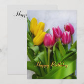 Tulips Happy Birthday Feestdagenkaart (Voorkant / Achterkant)