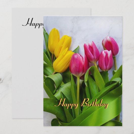 Tulips Happy Birthday Feestdagenkaart (Voorkant / Achterkant)