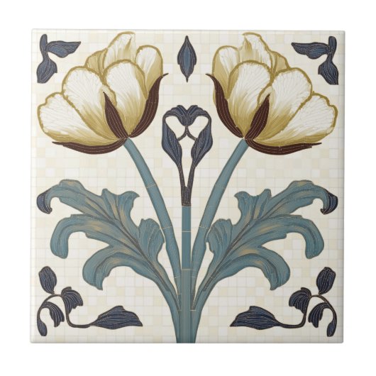 Tulips in Art Nouveau Style Tegeltje (Voorkant)
