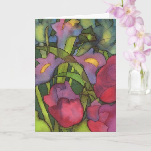 Tulips & Irises Greetings Card Kaart (Orchidee)