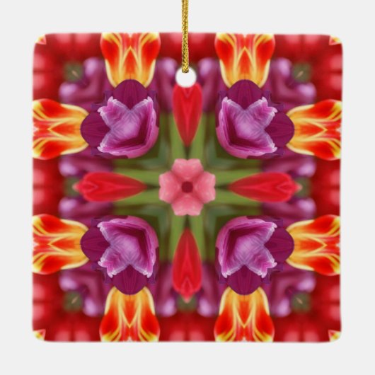 Tulips Kaleidoscope Keramisch Ornament (Achterkant)