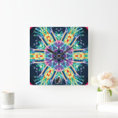 Tulips Kaleidoscope Vierkante Klok (Huis)