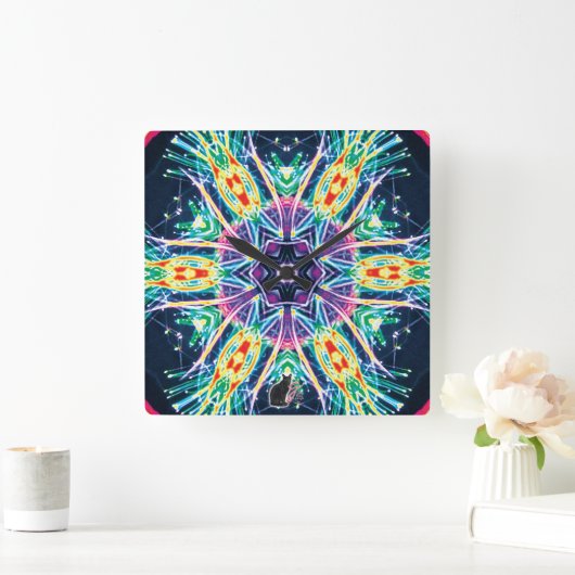 Tulips Kaleidoscope Vierkante Klok (Huis)