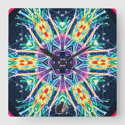 Tulips Kaleidoscope Vierkante Klok (Voorkant)