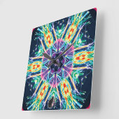 Tulips Kaleidoscope Vierkante Klok (Hoek)