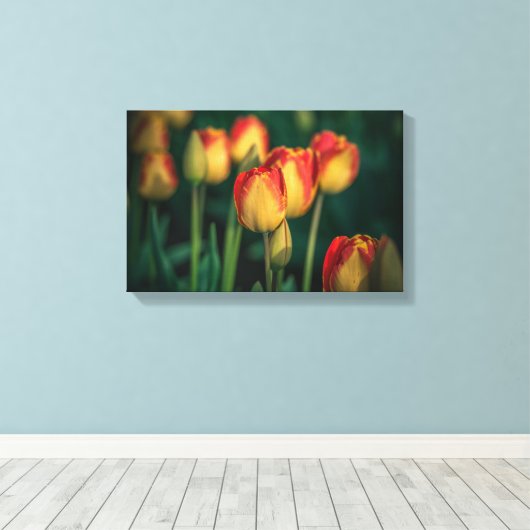 Tulips met tapijdoek canvas afdruk (Insitu (Houten vloer))