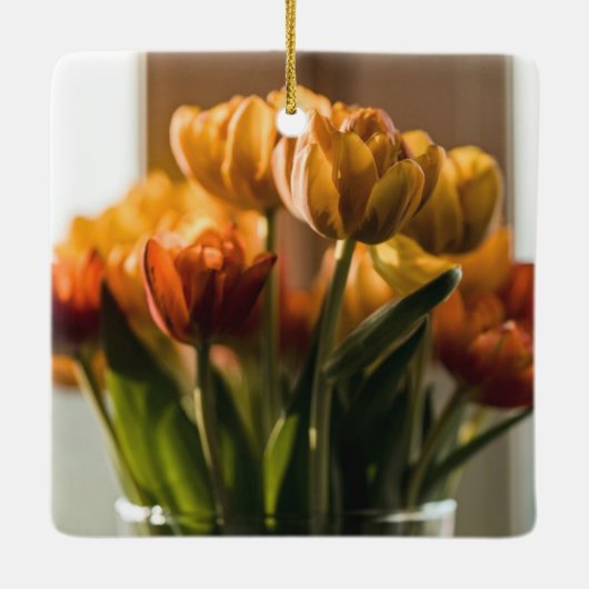Tulips Orange Flowers Keramisch Ornament (Achterkant)