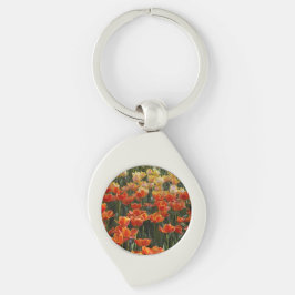 Tulips Round Metal Keychain