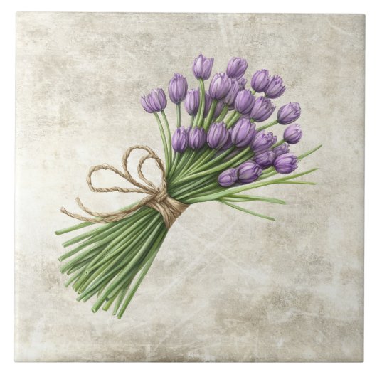 Tulips Rustic Floral Faux Ceramic Tile Tegeltje (Voorkant)