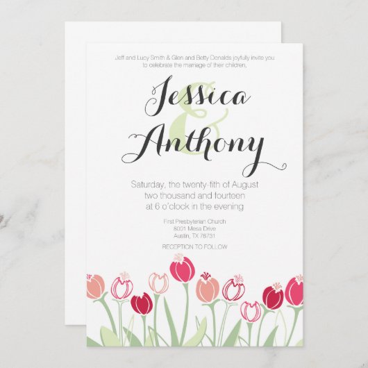 Tulips Weddenschap | Rode kleuren Kaart (Voorkant / Achterkant)
