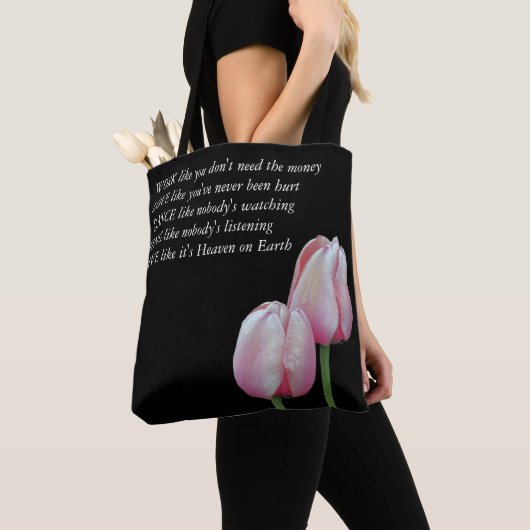 Tulips Work Love Dance Live Inspirerend Quote Tote Bag (Dichtbij)
