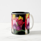 Tulips zegt alles tweekleurige koffiemok (Voorkant rechts)