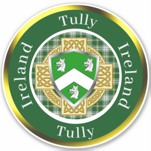 Tully Ierse Schild/Celtisch Kruis Gepersonaliseerd Sticker (Voorkant)