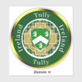 Tully Irish Shield/Celtic Cross Personalized Sticker (Vel)