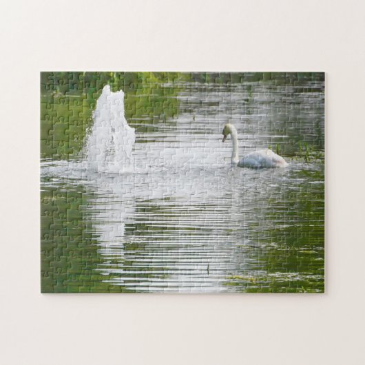Tully, Kildare .Swans op het meer Legpuzzel (Horizontaal)
