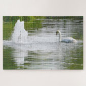 Tully, Kildare .Swans op het meer Legpuzzel (Horizontaal)