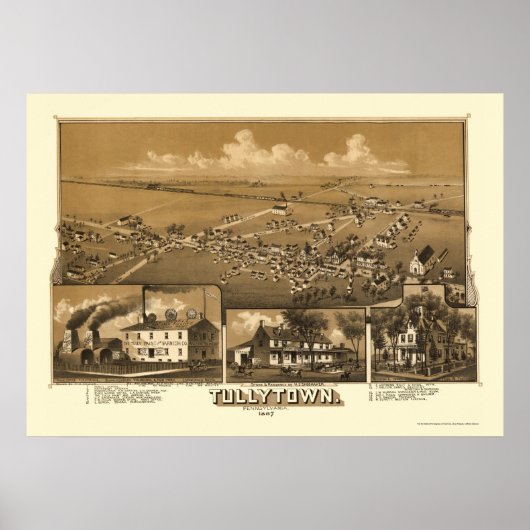 Tullytown, PA Panoramic Map - 1887 Poster (Voorkant)