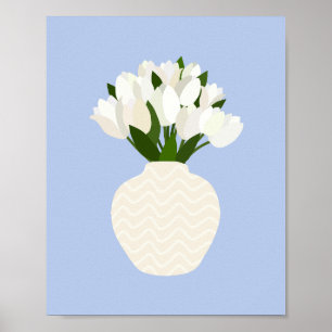 Tulp Arrangement Bloemen Vaas Blauw Poster